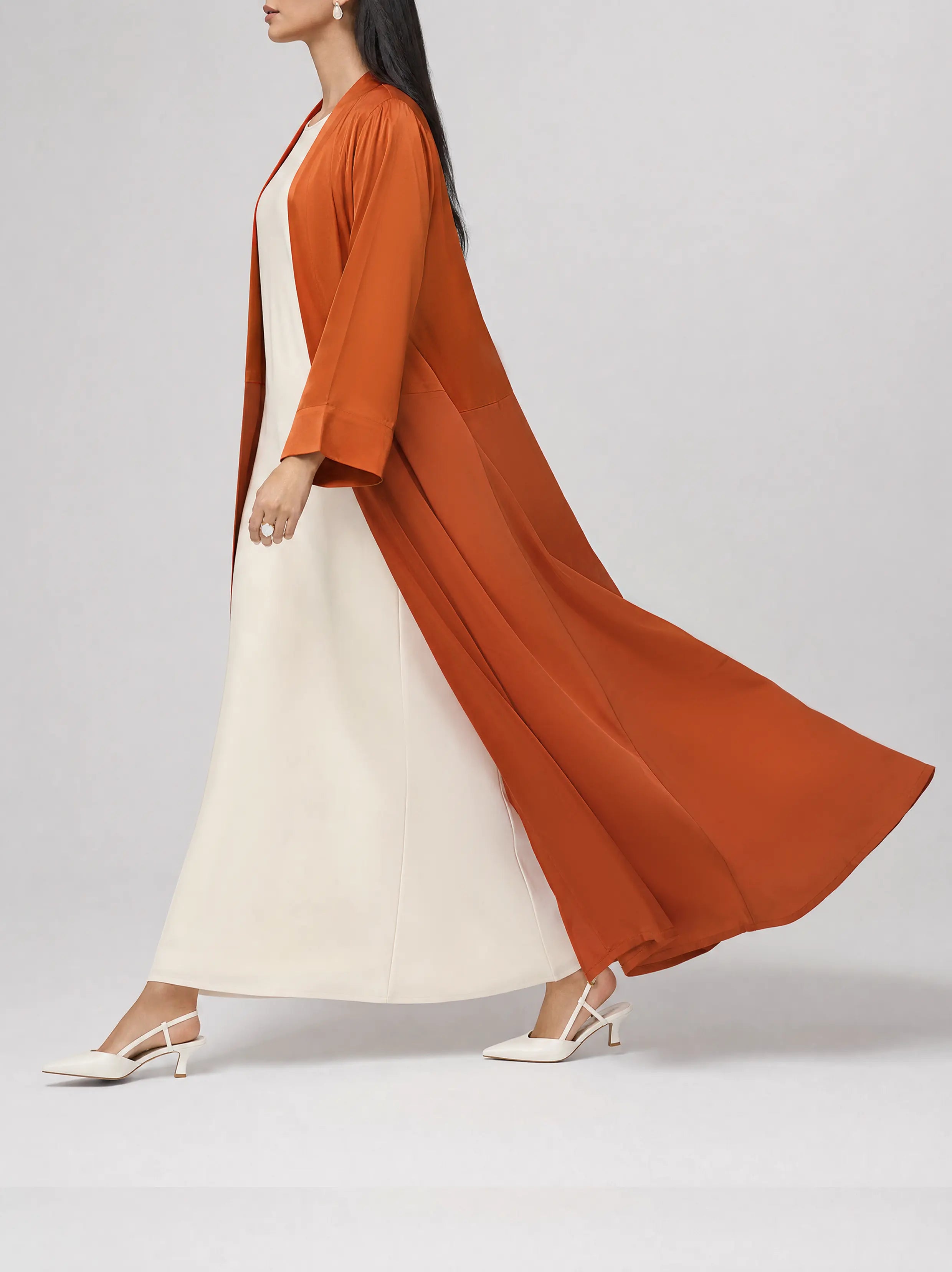 Burnt Orange Open Abaya