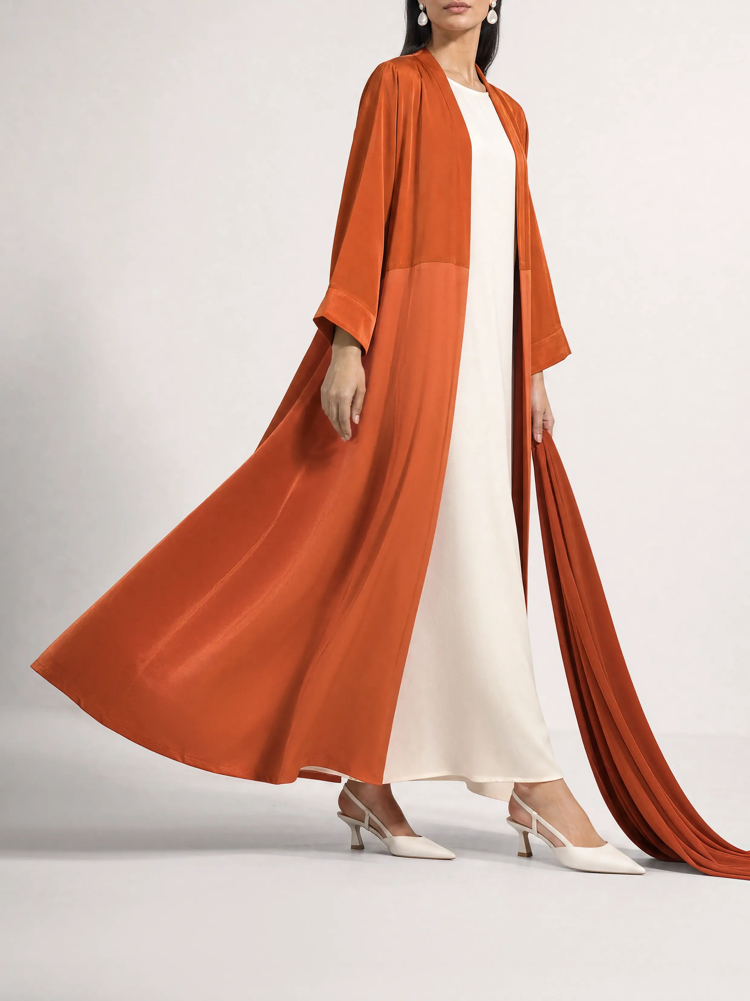 Burnt Orange Open Abaya