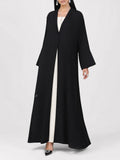Black Pleated Open Abaya
