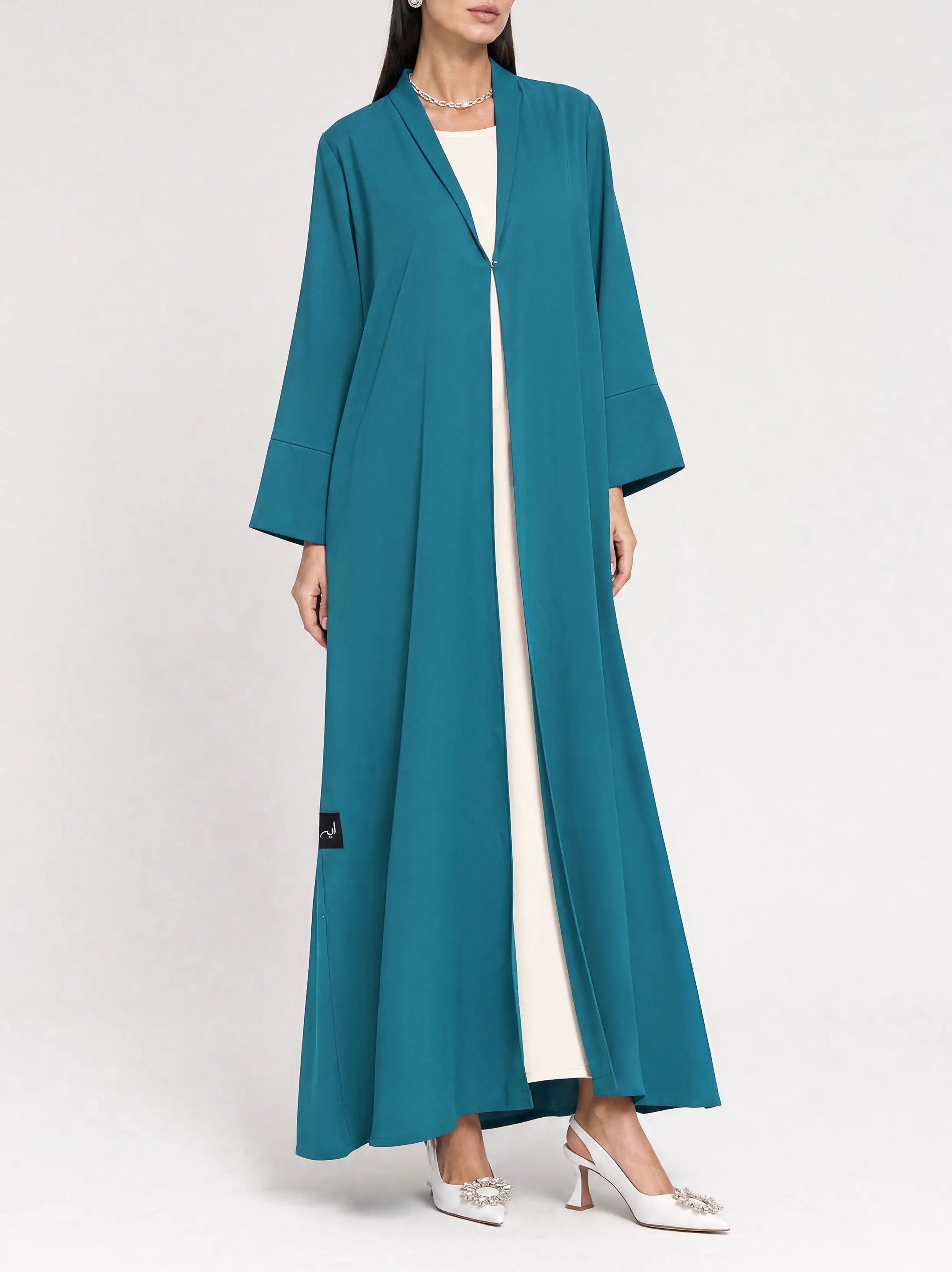 Teal Flow Open Abaya