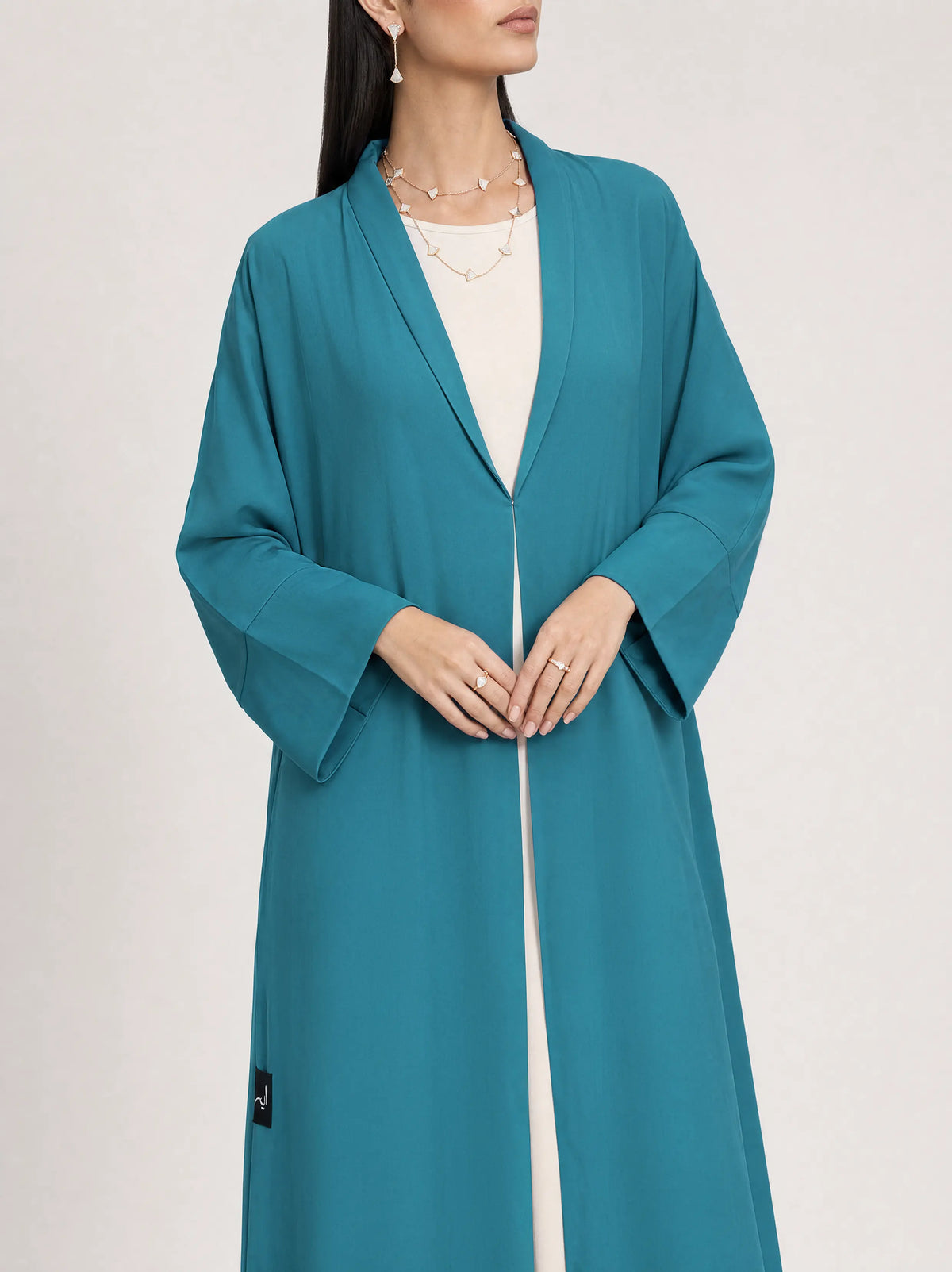 Teal Flow Open Abaya