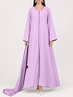 Lilac Contrast Open Abaya