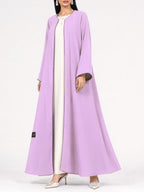 Lilac Contrast Open Abaya