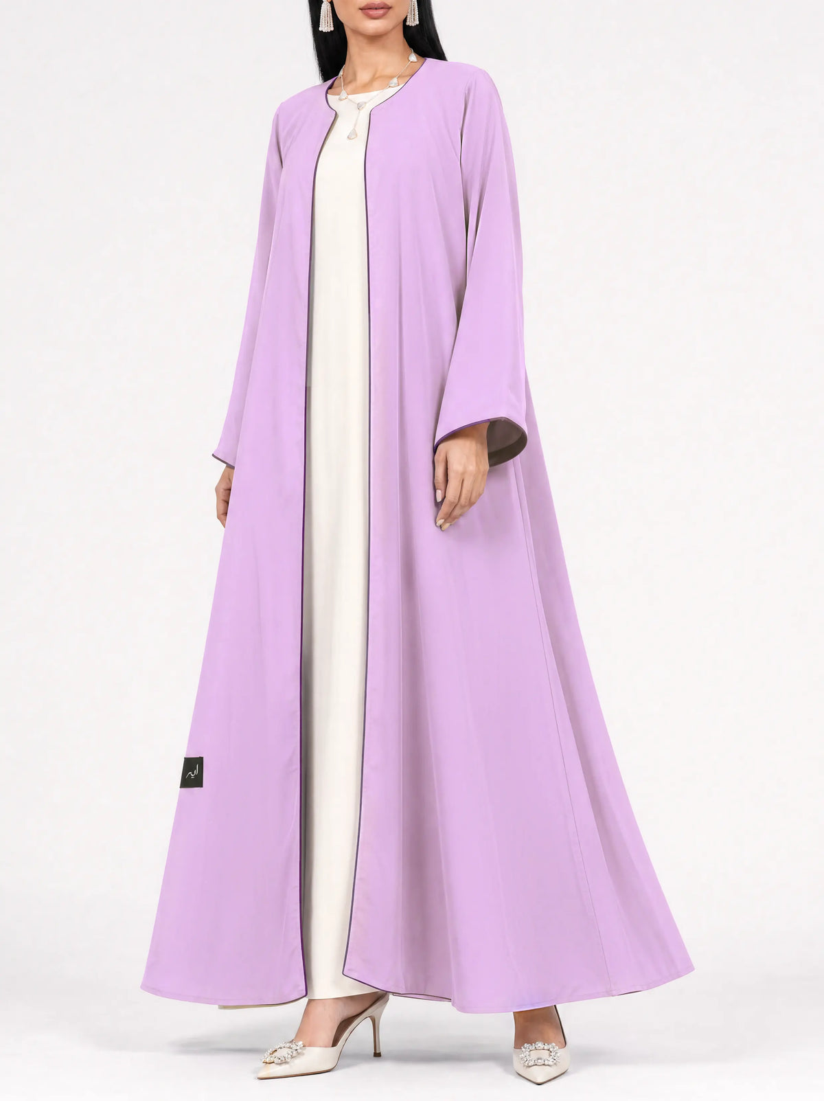 Lilac Contrast Open Abaya