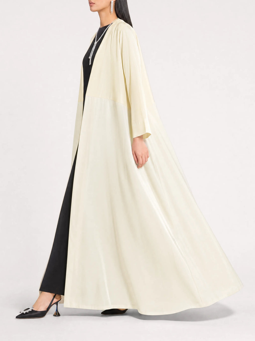 Ivory Drape Open Abaya