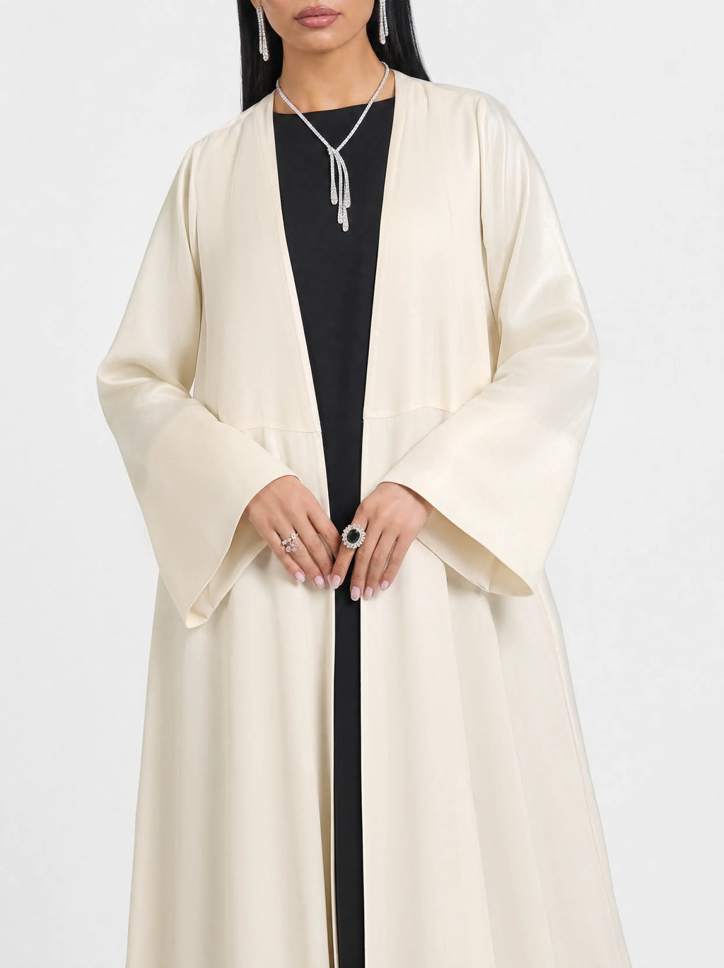 Ivory Drape Open Abaya