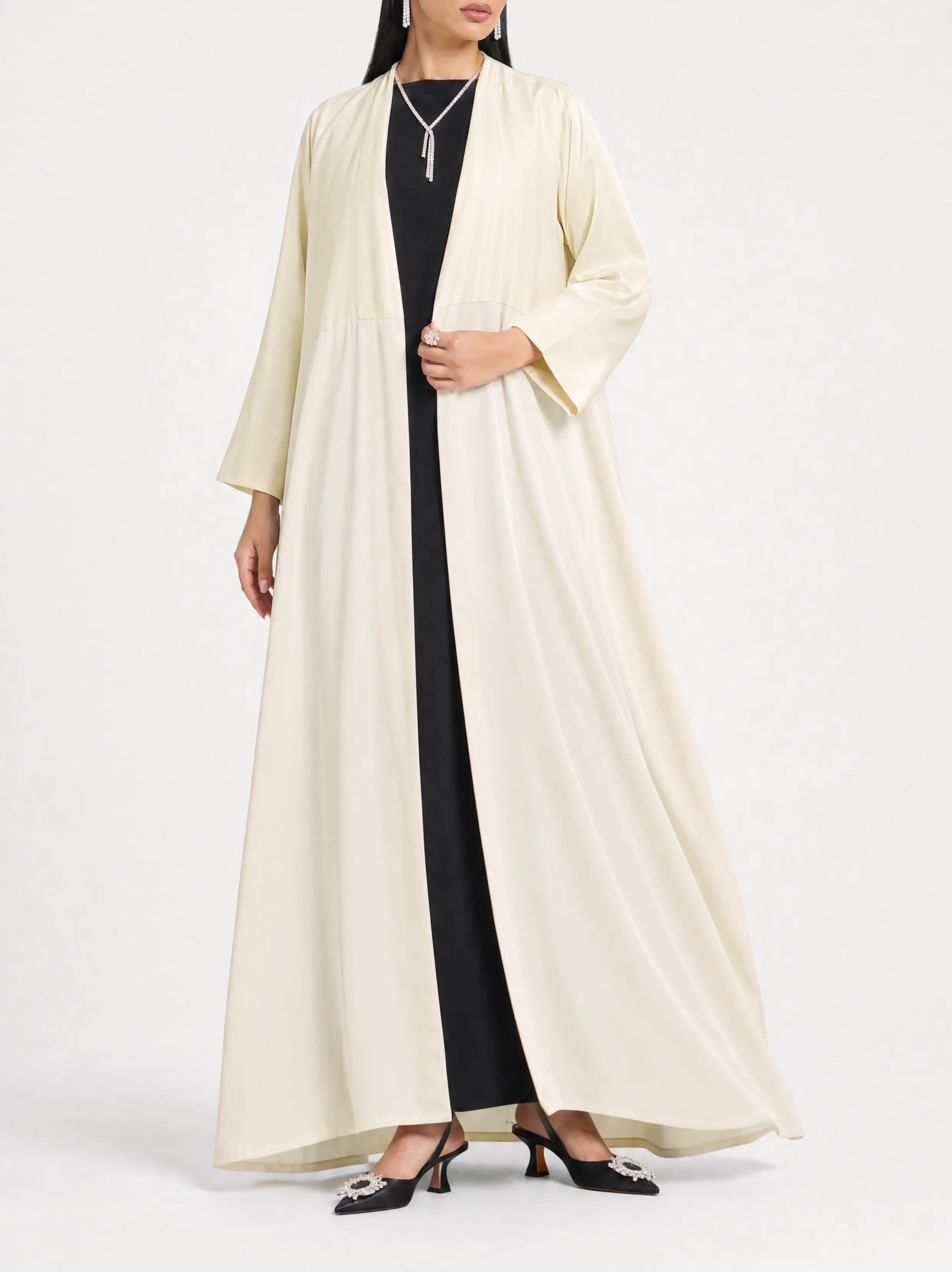 Ivory Drape Open Abaya