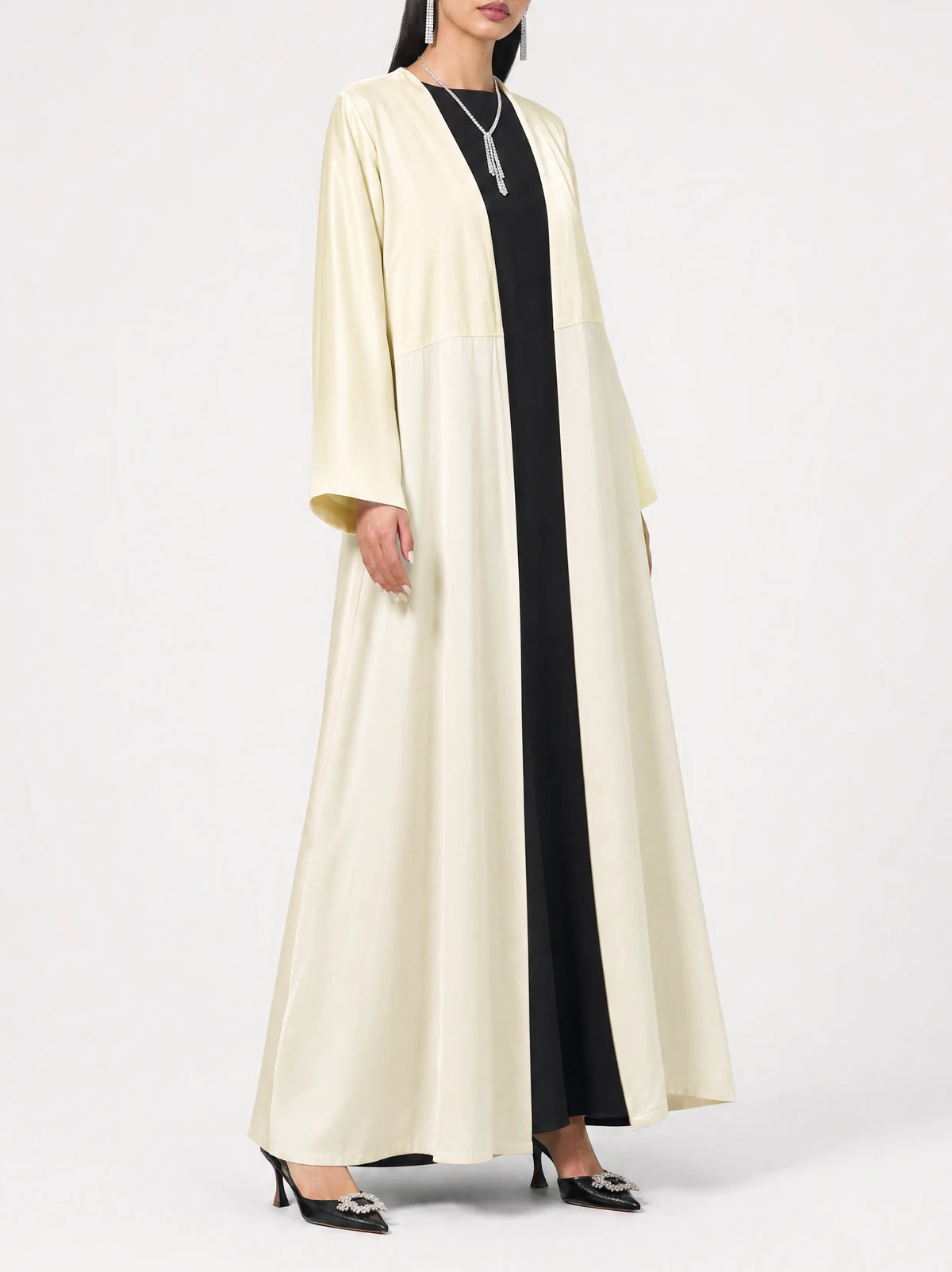 Ivory Drape Open Abaya