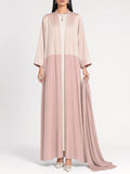 Blush Two-Tone Open Abaya