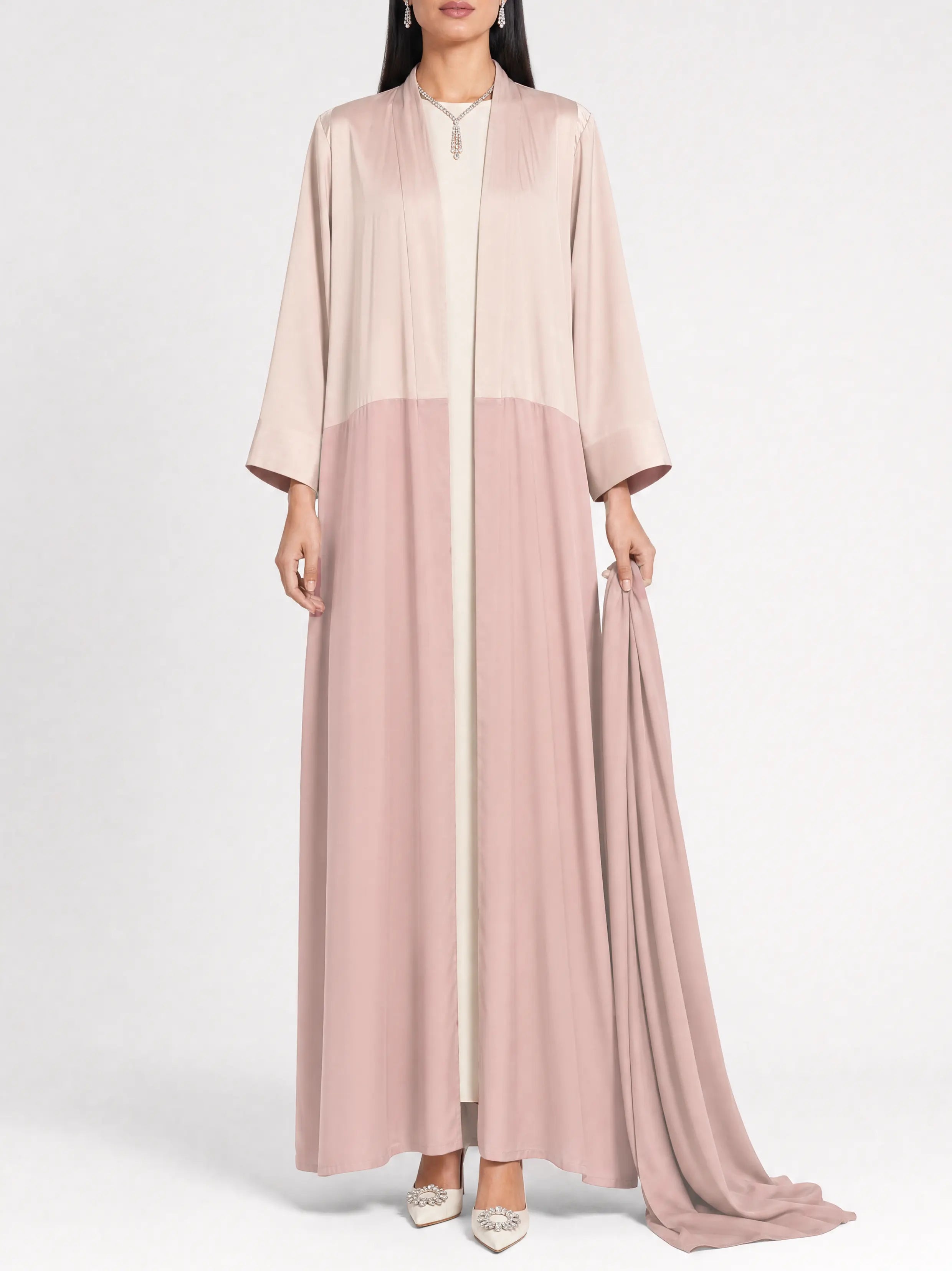 Blush Two-Tone Open Abaya