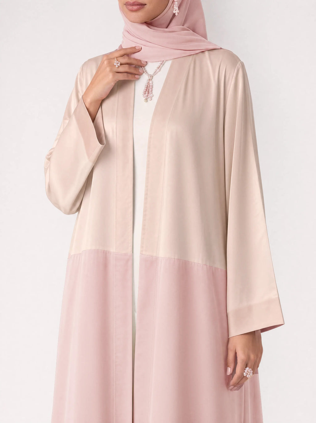 Blush Two-Tone Open Abaya