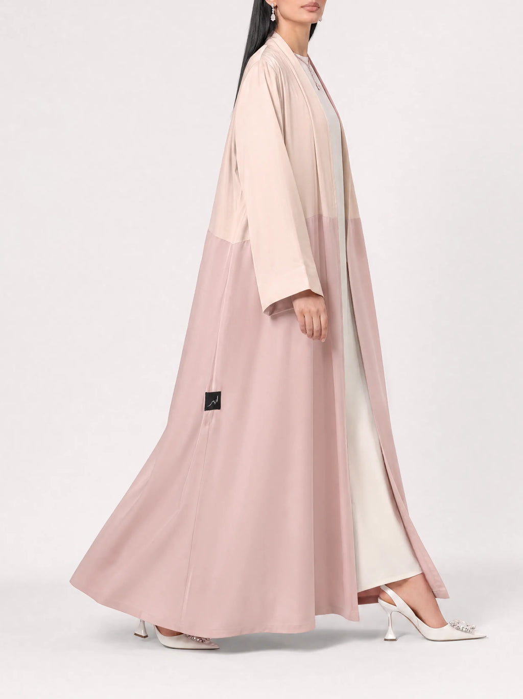 Blush Two-Tone Open Abaya