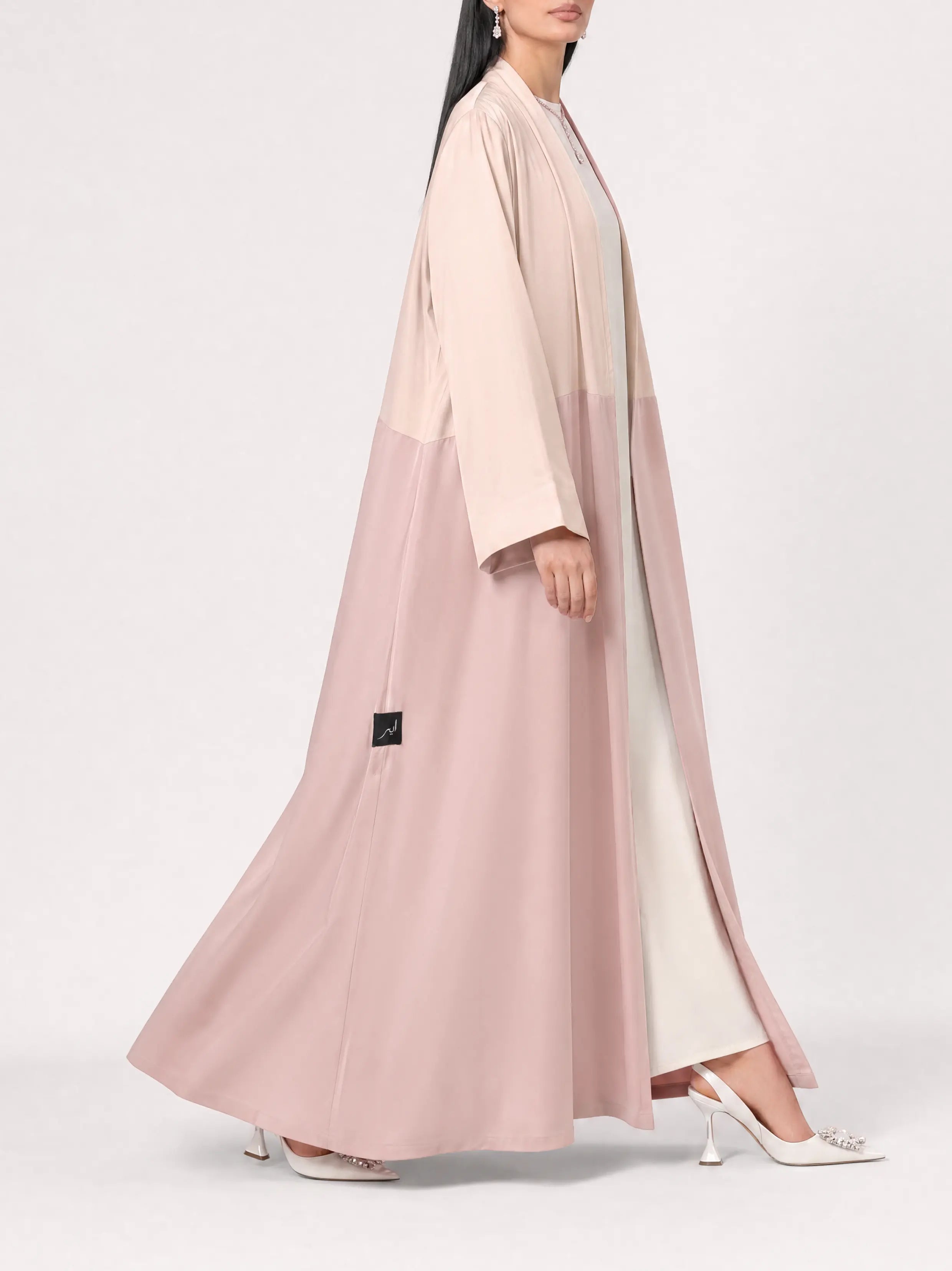 Blush Two-Tone Open Abaya