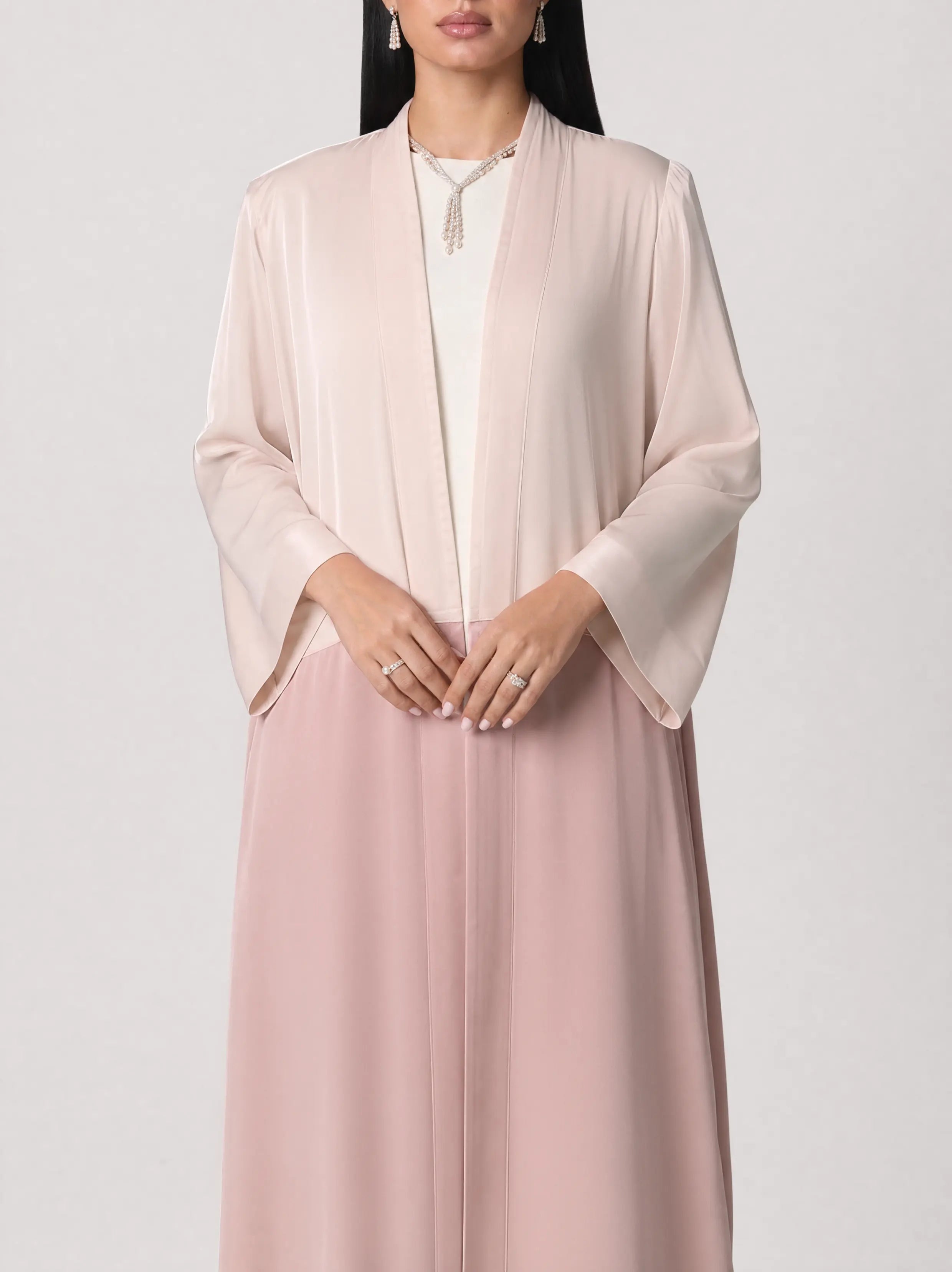 Blush Two-Tone Open Abaya