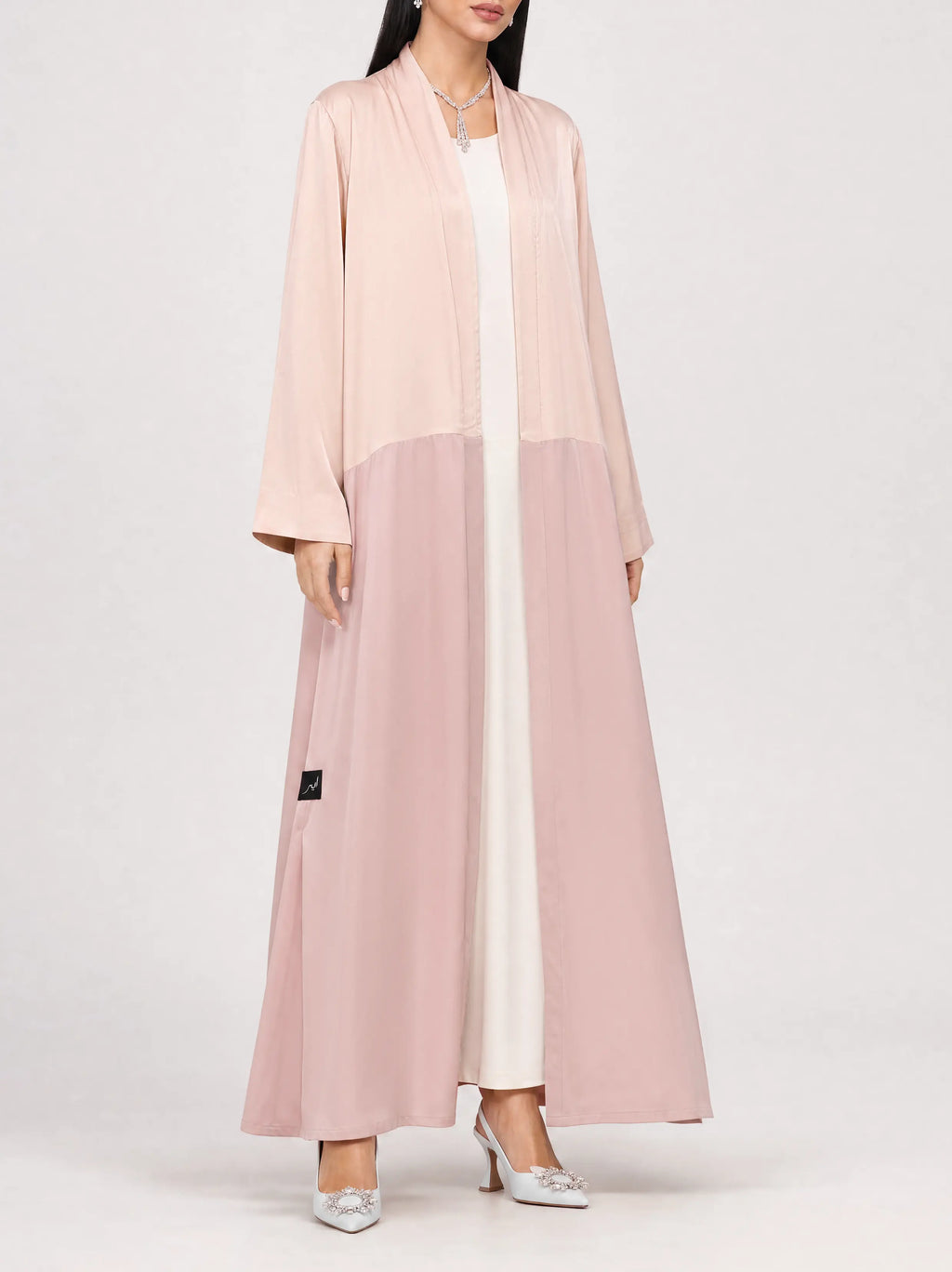 Blush Two-Tone Open Abaya