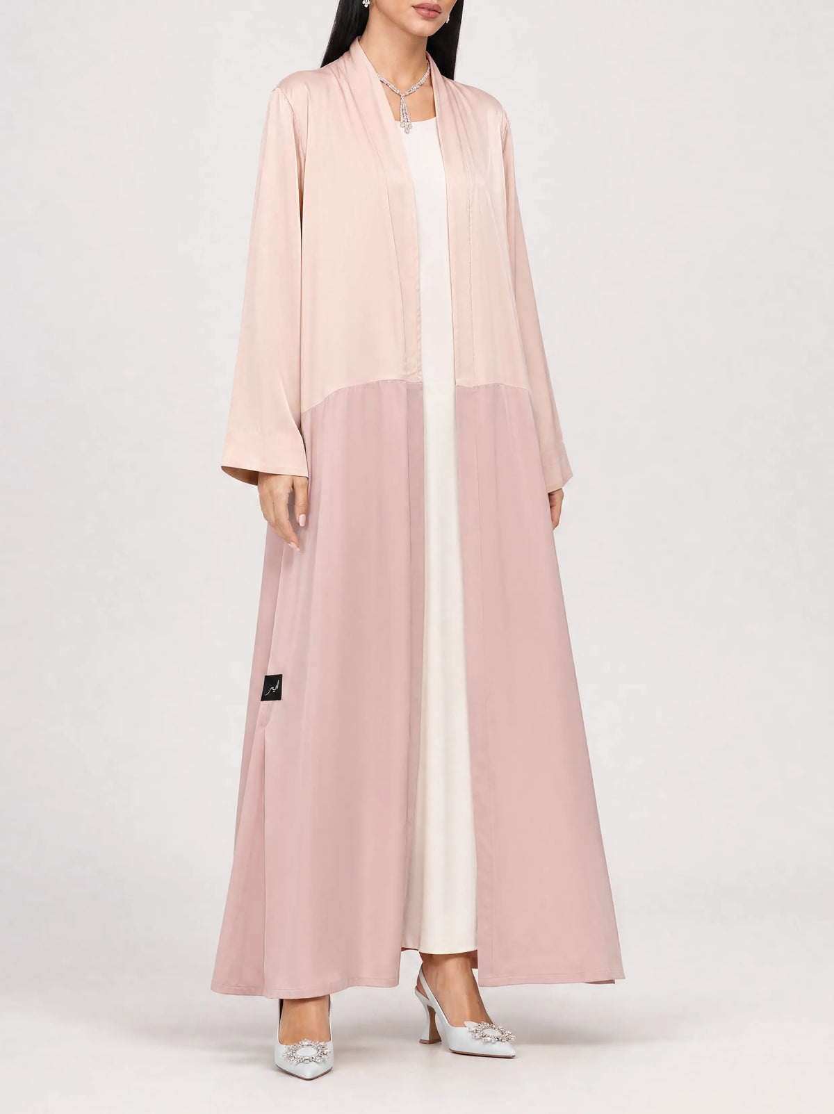 Blush Two-Tone Open Abaya
