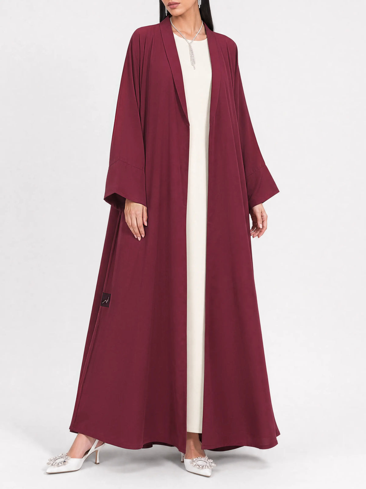 Burgundy Flow Open Abaya
