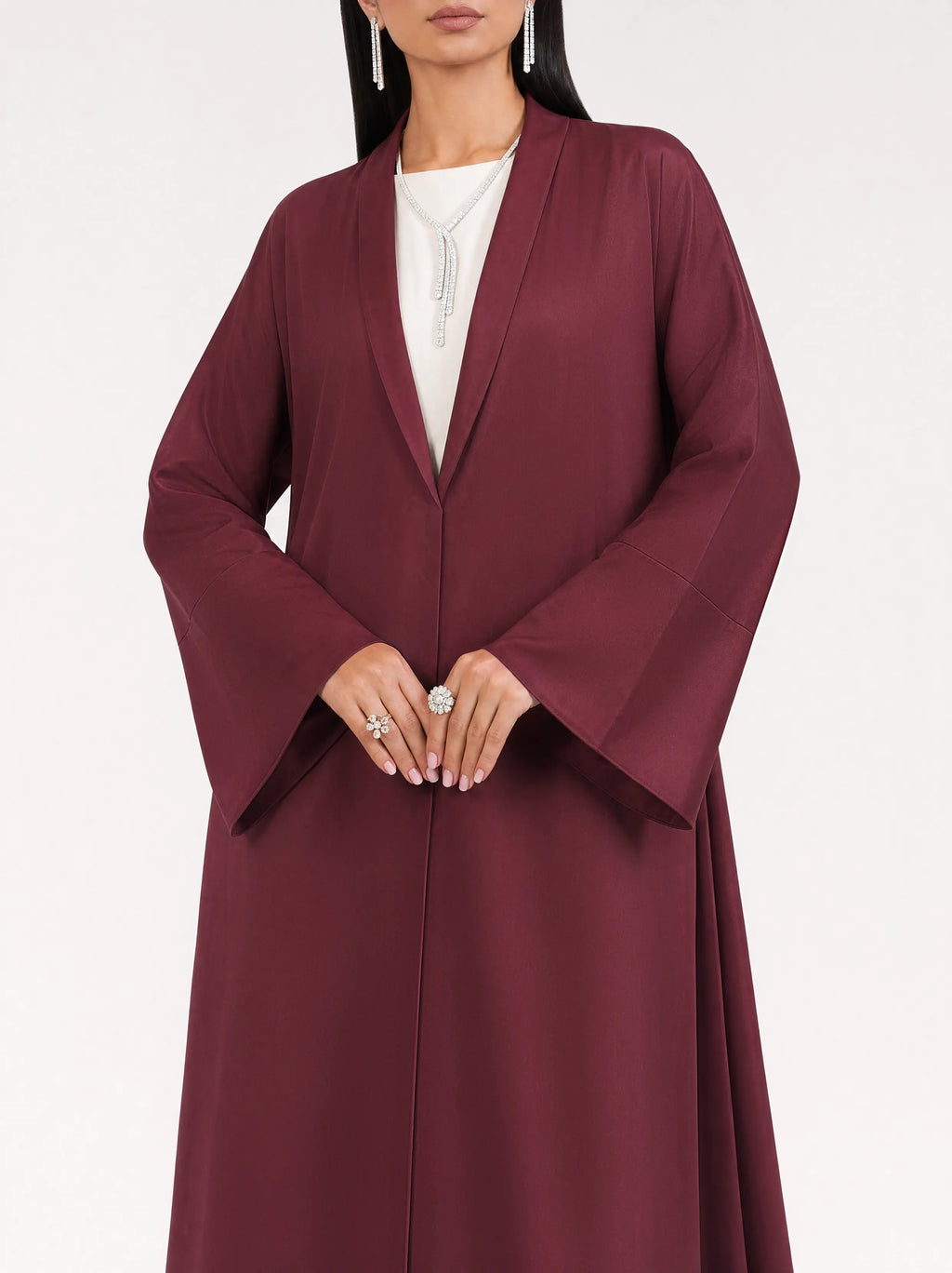 Burgundy Flow Open Abaya