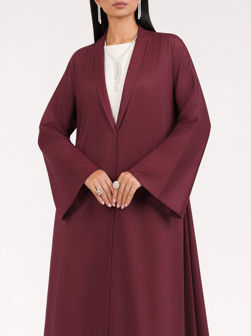 Burgundy Flow Open Abaya