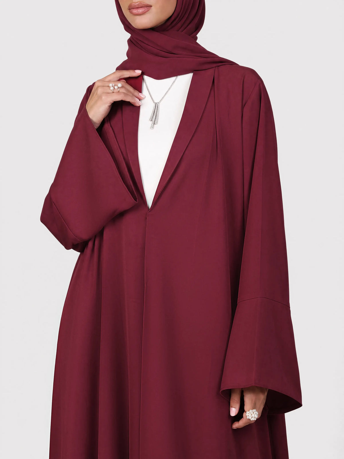 Burgundy Flow Open Abaya