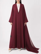 Burgundy Flow Open Abaya